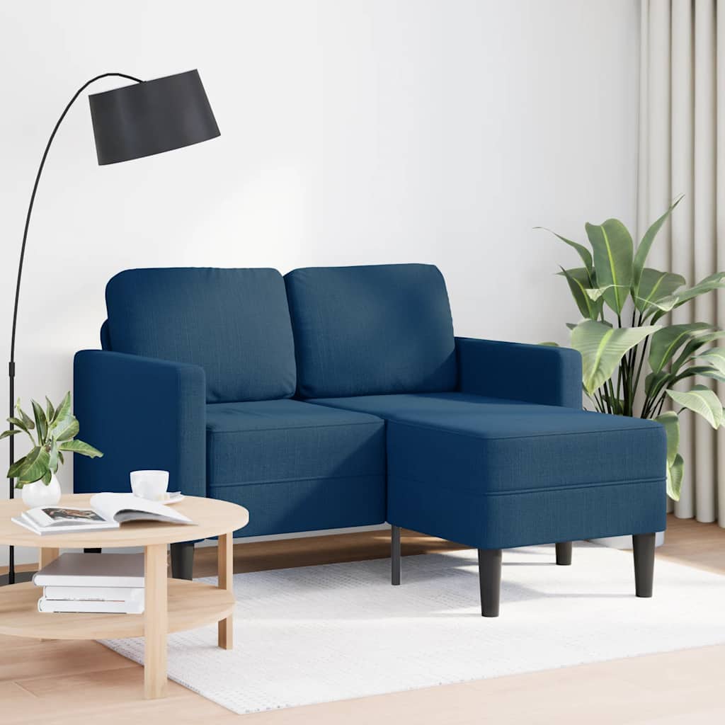 vidaXL 2-zitsbank met ligstoel L-vormig 125 cm stof blauw