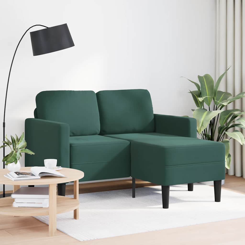 vidaXL 2-zitsbank met chaise L-vorm donkergroen 125 cm fluweel