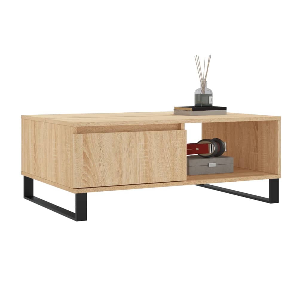 vidaXL Salontafel 90x60x35 cm bewerkt hout sonoma eikenkleurig