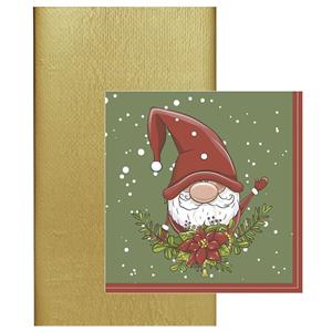Duni Kerstdiner tafelkleed goud - incl. 20x servetten kerst thema - tafelversiering -