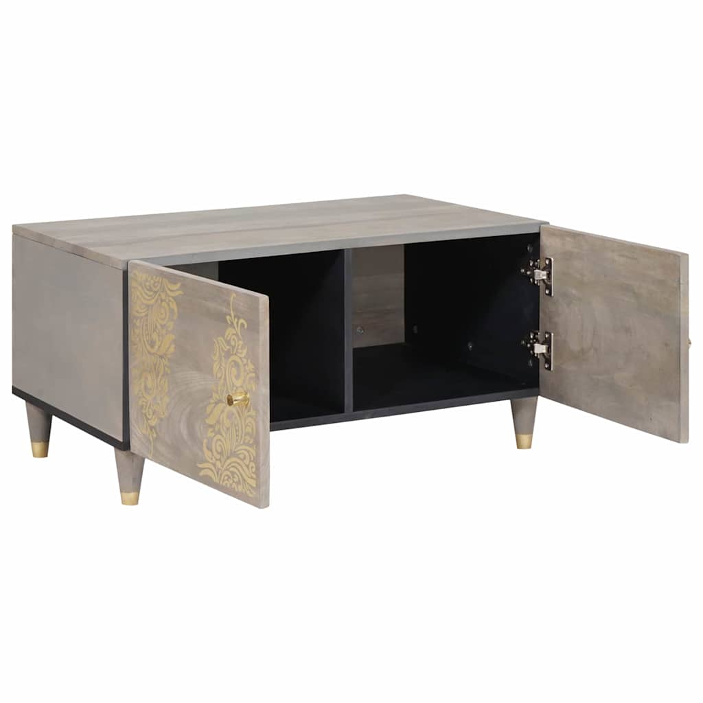 vidaXL Salontafel Grijs 80 x 50 x 40 cm massief mangohout