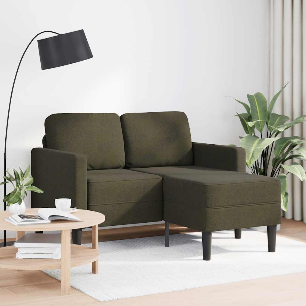 vidaXL 2-zitsbank met chaise longue, L-vormig, legergroen, 125 cm, kunstleer