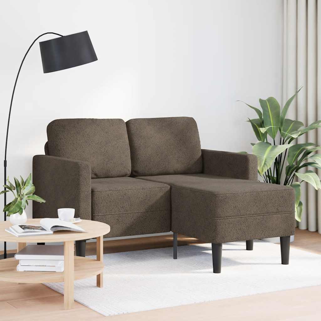 vidaXL 2-zitsbank met chaise longue, L-vormig, donkergrijs, 125 cm, kunstleer