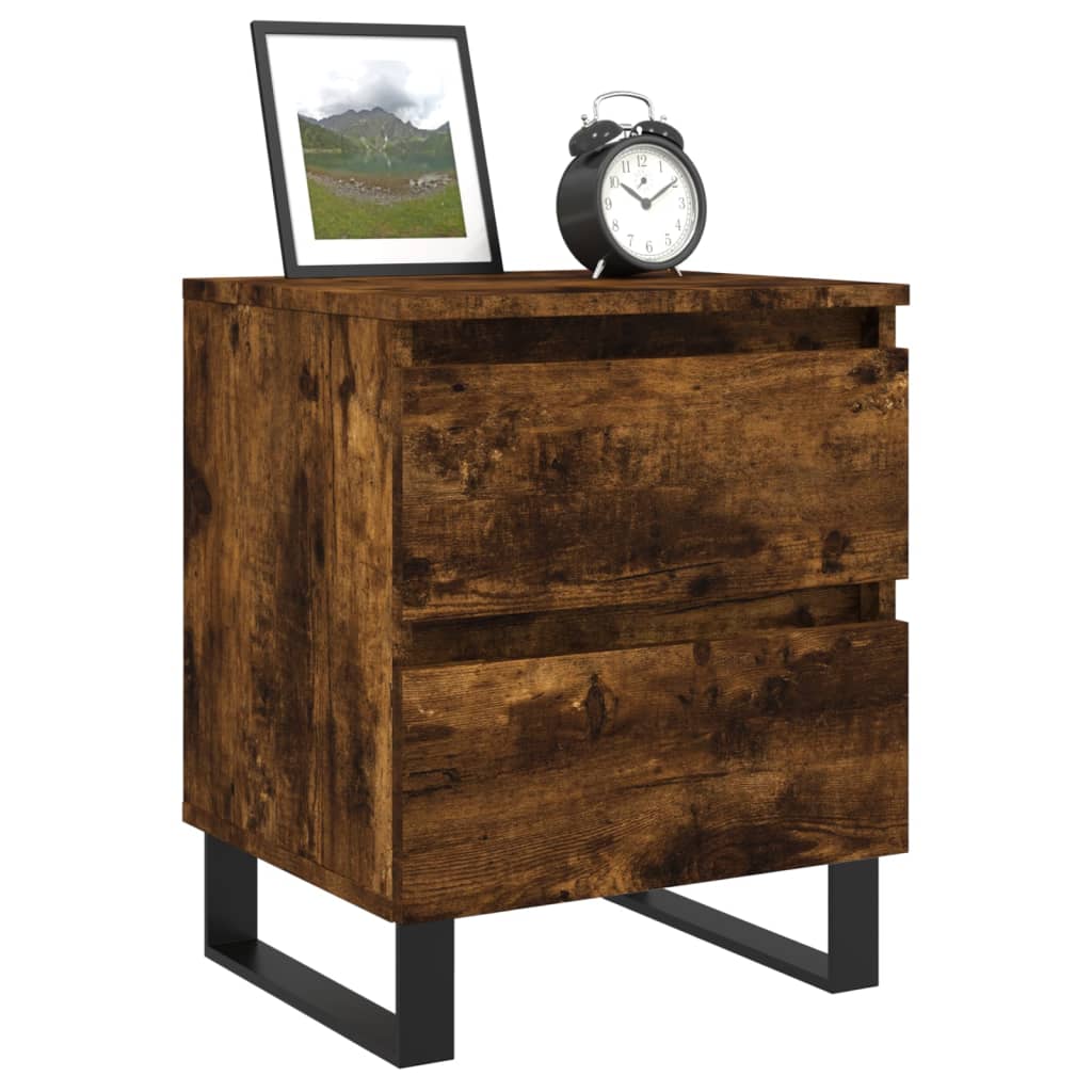 vidaXL Nachtkastje 40x35x50 cm bewerkt hout gerookt eikenkleurig