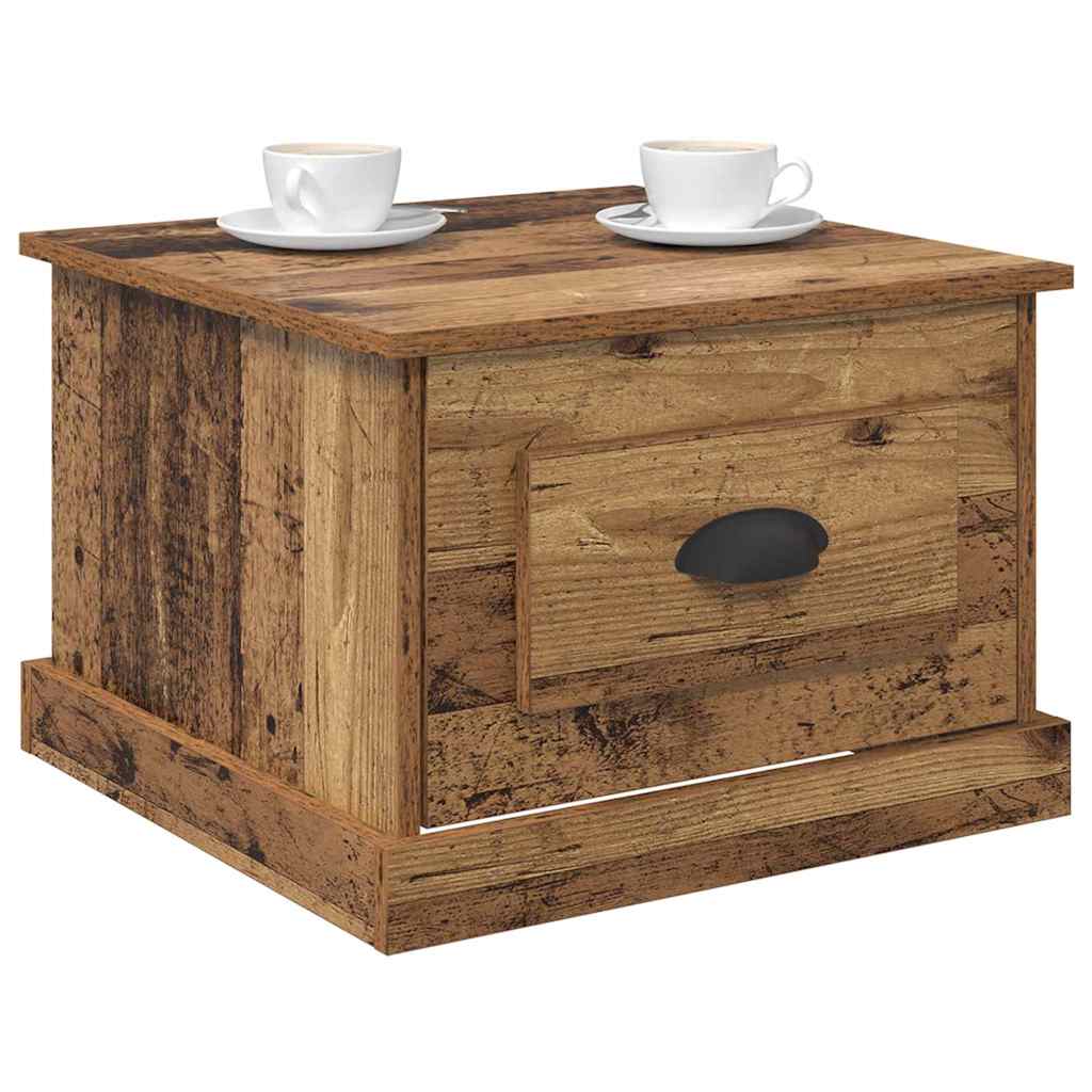 vidaXL Salontafel with Drawer Oud hout 50 x 50 x 35 cm Bewerkt hout
