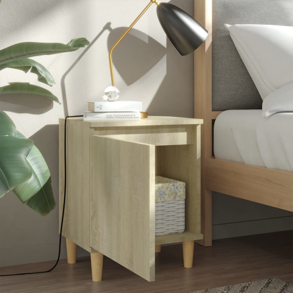 vidaXL Nachtkastjes 2 st met houten poten 40x30x50 cm sonoma eiken