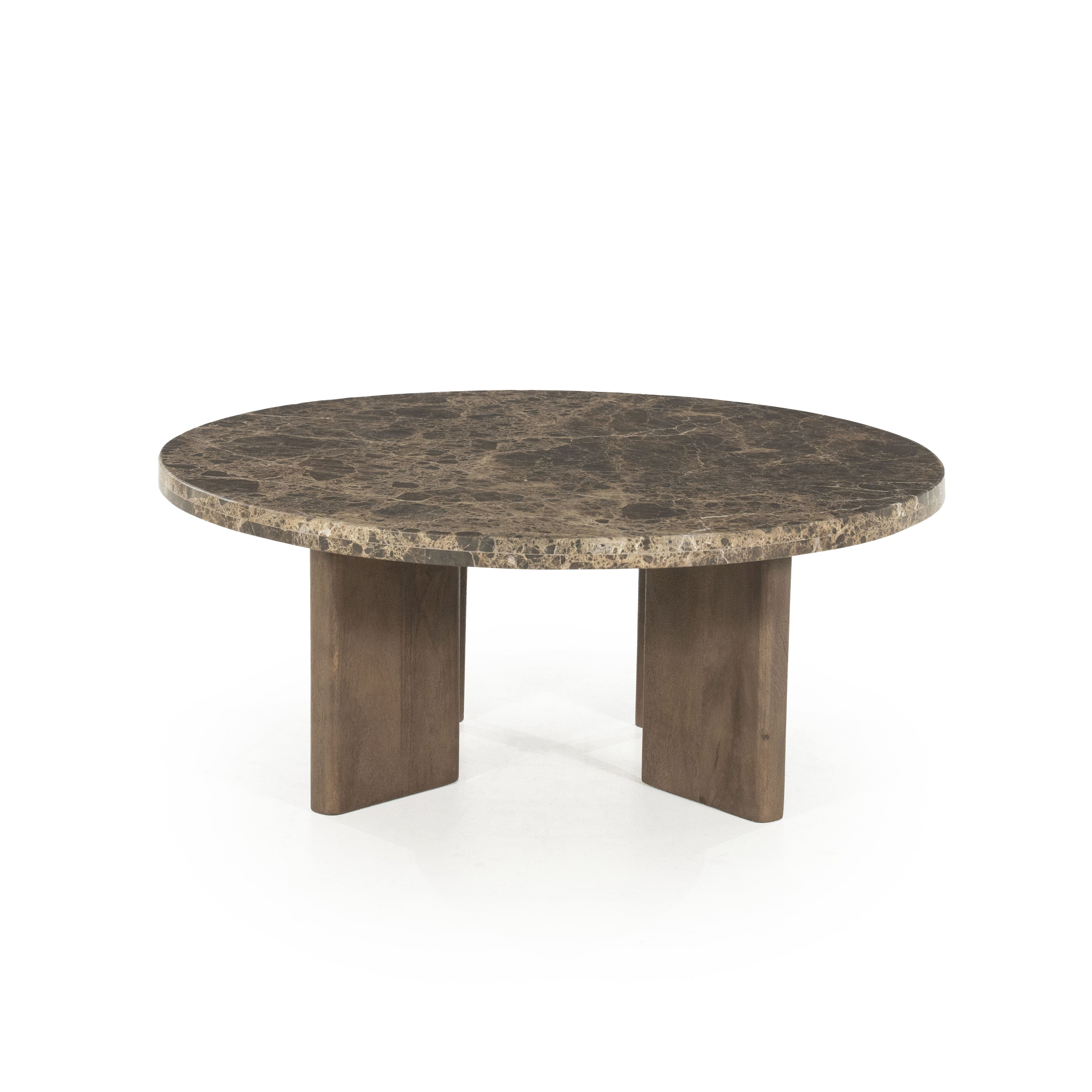 Eleonora Ronde Salontafel Lando Marmer en mangohout, 80cm - Bruin