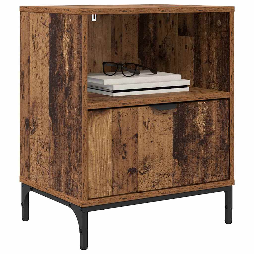 vidaXL Nachtkastje met lade Oud hout 49 x 36 x 61 cm Bewerkt hout