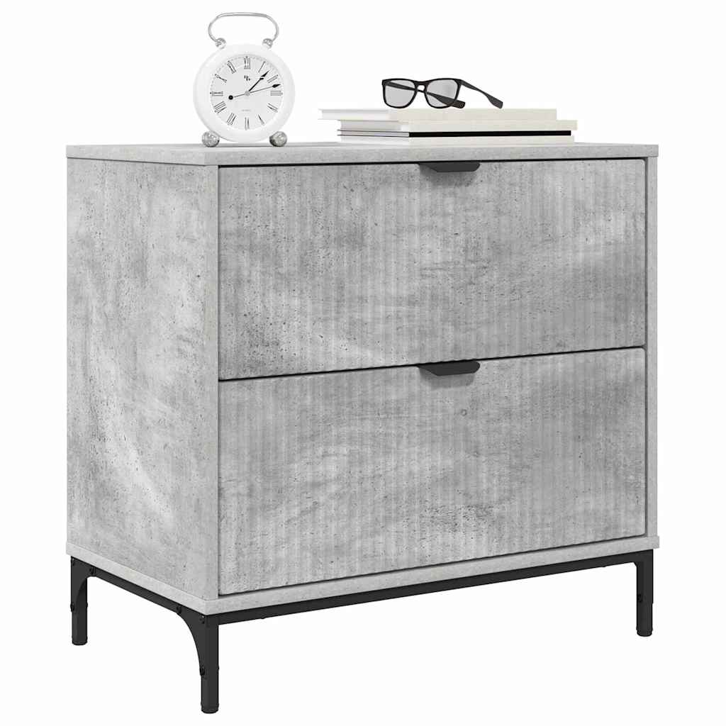 vidaXL Nachtkastje met lade Betongrijs 63.5 x 36 x 61 cm Bewerkt hout