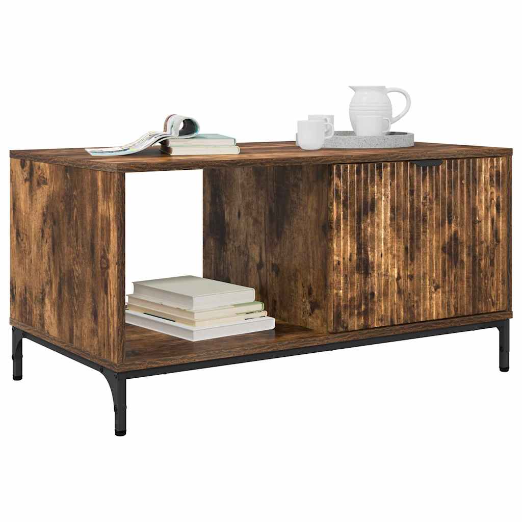 vidaXL Salontafel Gerookt eiken 90 x 49 x 46 cm Bewerkt hout