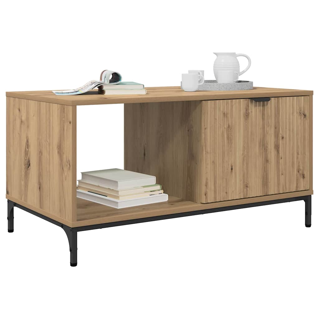vidaXL Salontafel artisanaal eikenkleurig 90 x 49 x 46 cm Bewerkt hout