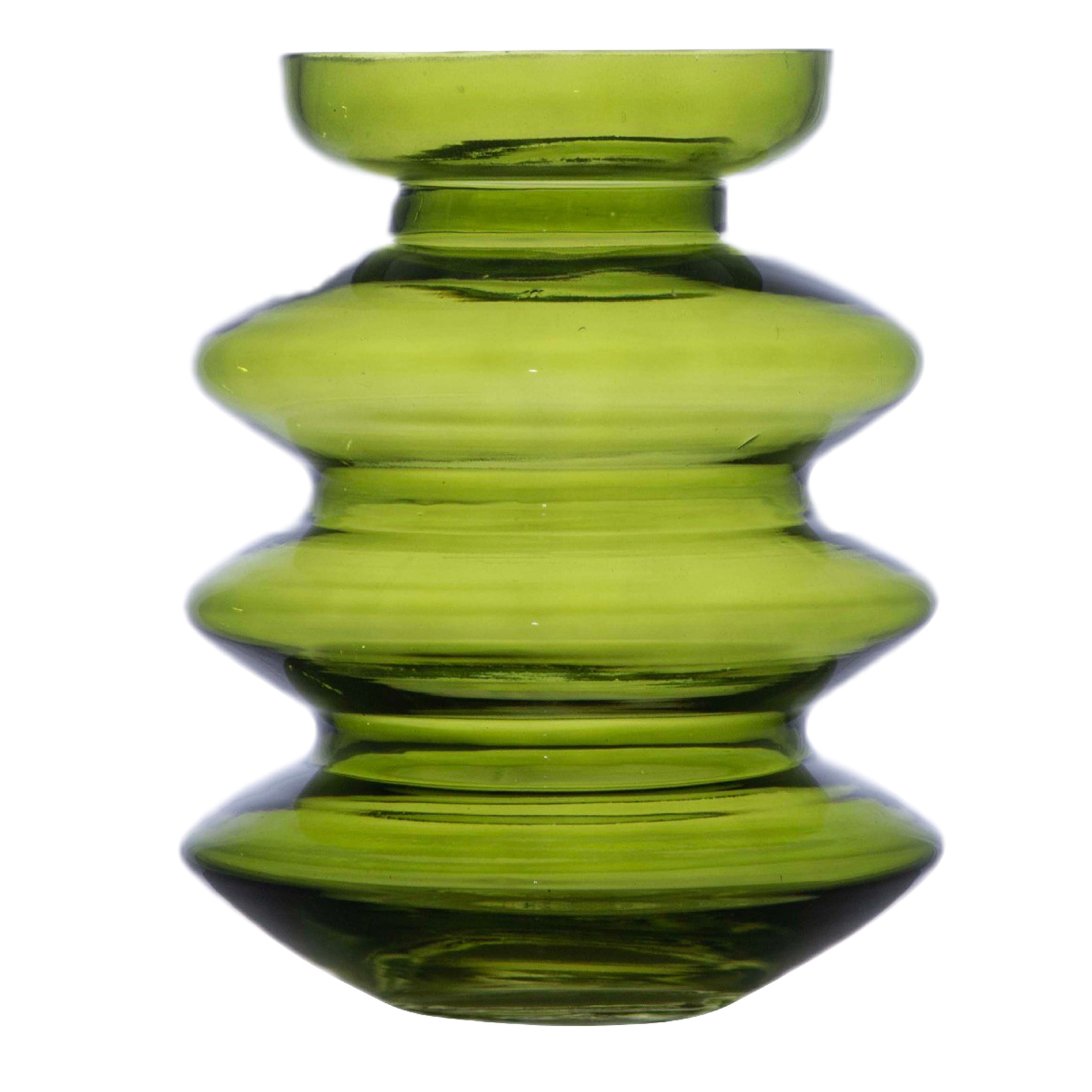 Hakbijl Glass Bloemenvaas Aline - groen transparant - glas - D16 x H25 - decoratie -