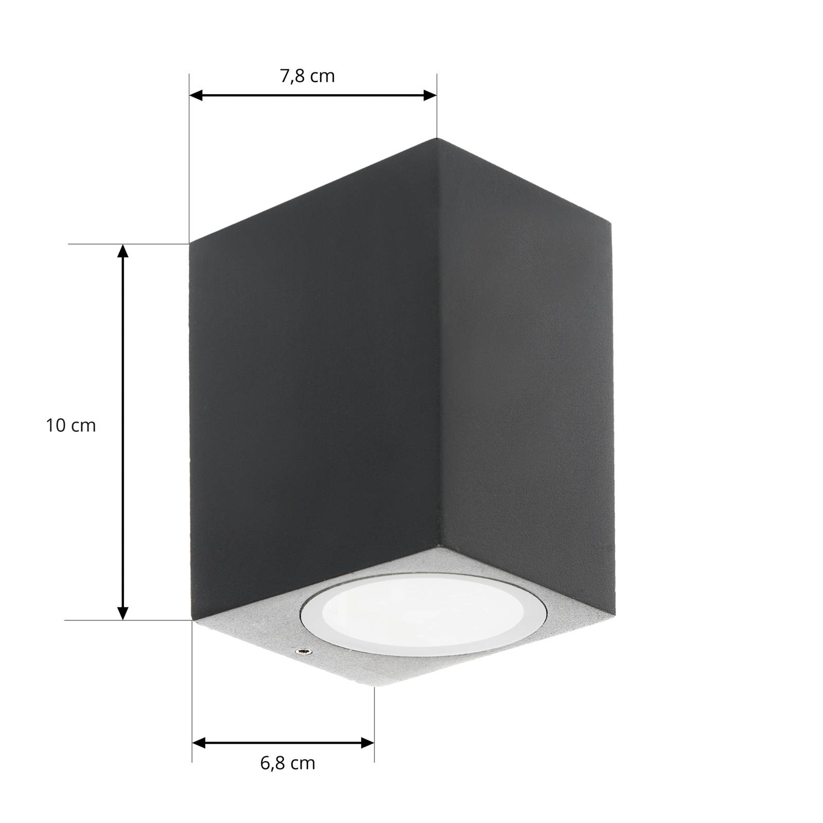 PRIOS buitenwandlamp Tetje, zwart, hoekig, 10 cm