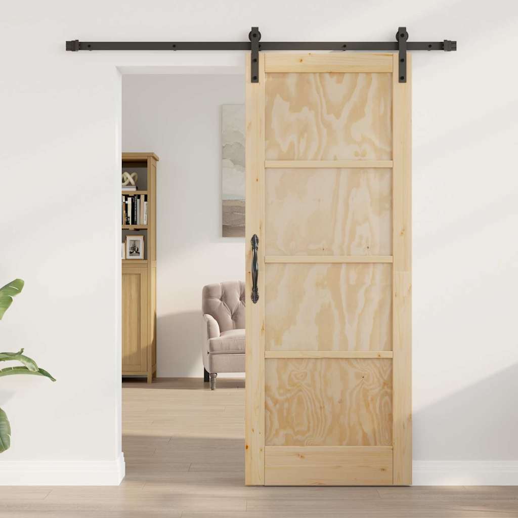 vidaXL Schuifdeur Naturel en zwart 78 x 202 cm