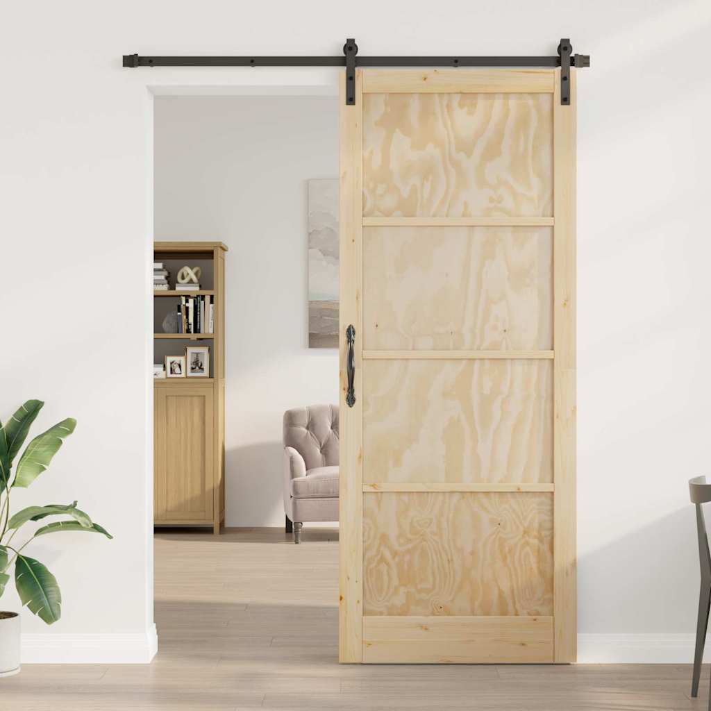 vidaXL Schuifdeur Naturel en zwart 93 x 232 cm