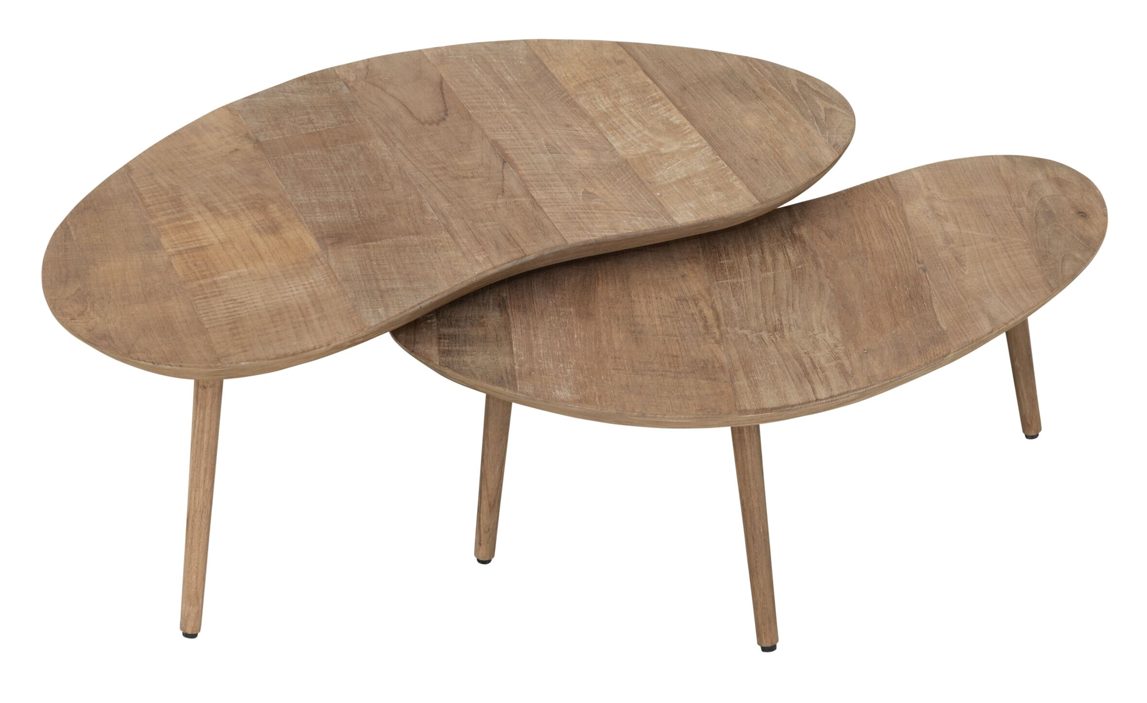 DTP Home Organische Salontafel Apollo Teakhout, Set van 2 stuks - Naturel