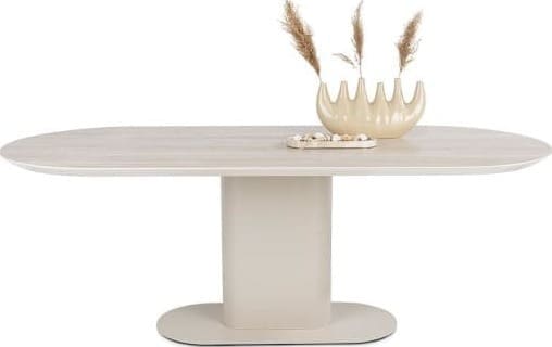 Brianto eetkamertafel 210 x 100 cm - keramiek blad Travertin - creme