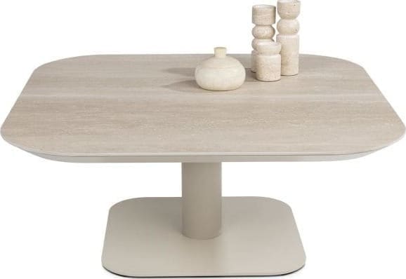 Brianto salontafel 90 x 90 cm - keramiek blad Travertin