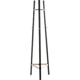 HAKU kapstok, 9 haken, elk met een draagvermogen van 5 kg, B 470 x D 470 x H 1770 mm, staalbuis/metaal met poedercoating, chroom-zwart