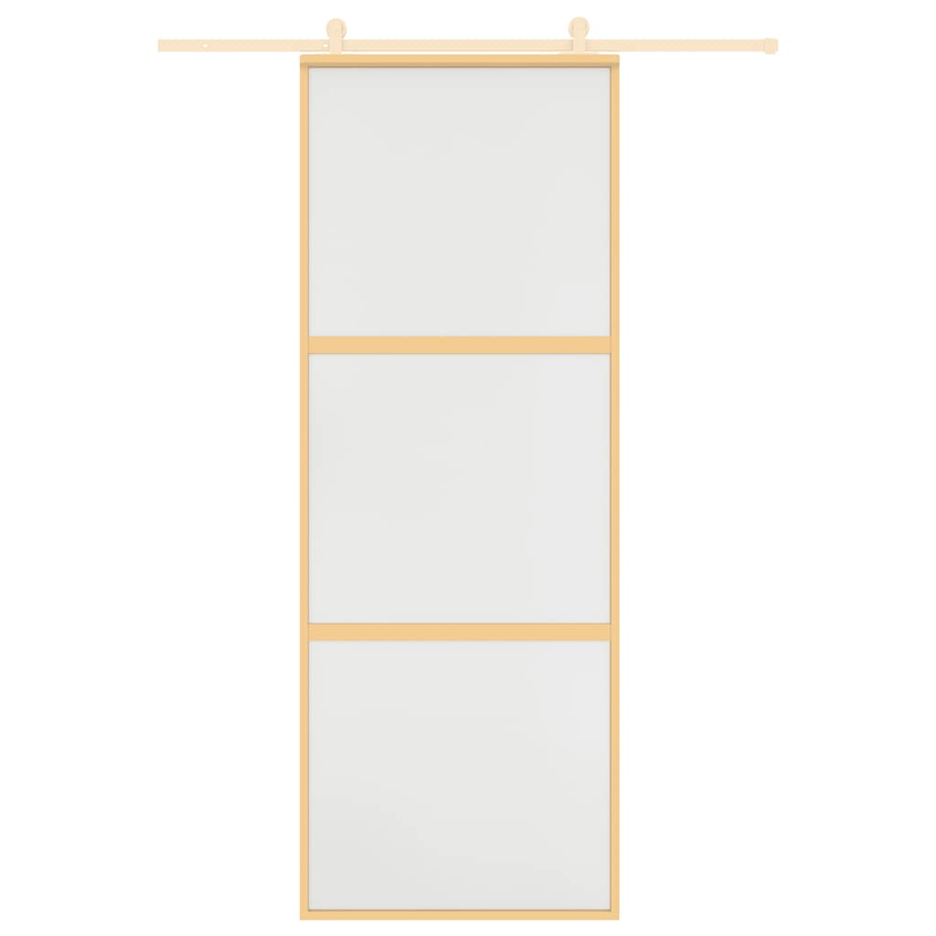 vidaXL Schuifdeur 76x205 cm mat ESG-glas en aluminium goudkleurig