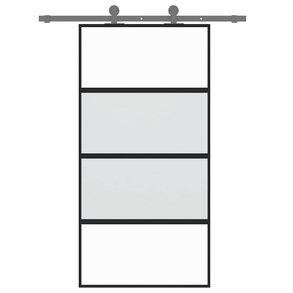 vidaXL Schuifdeur 102,5x205 cm gehard glas en aluminium zwart