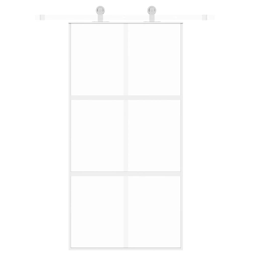 vidaXL Schuifdeur 102,5x205 cm gehard glas en aluminium wit