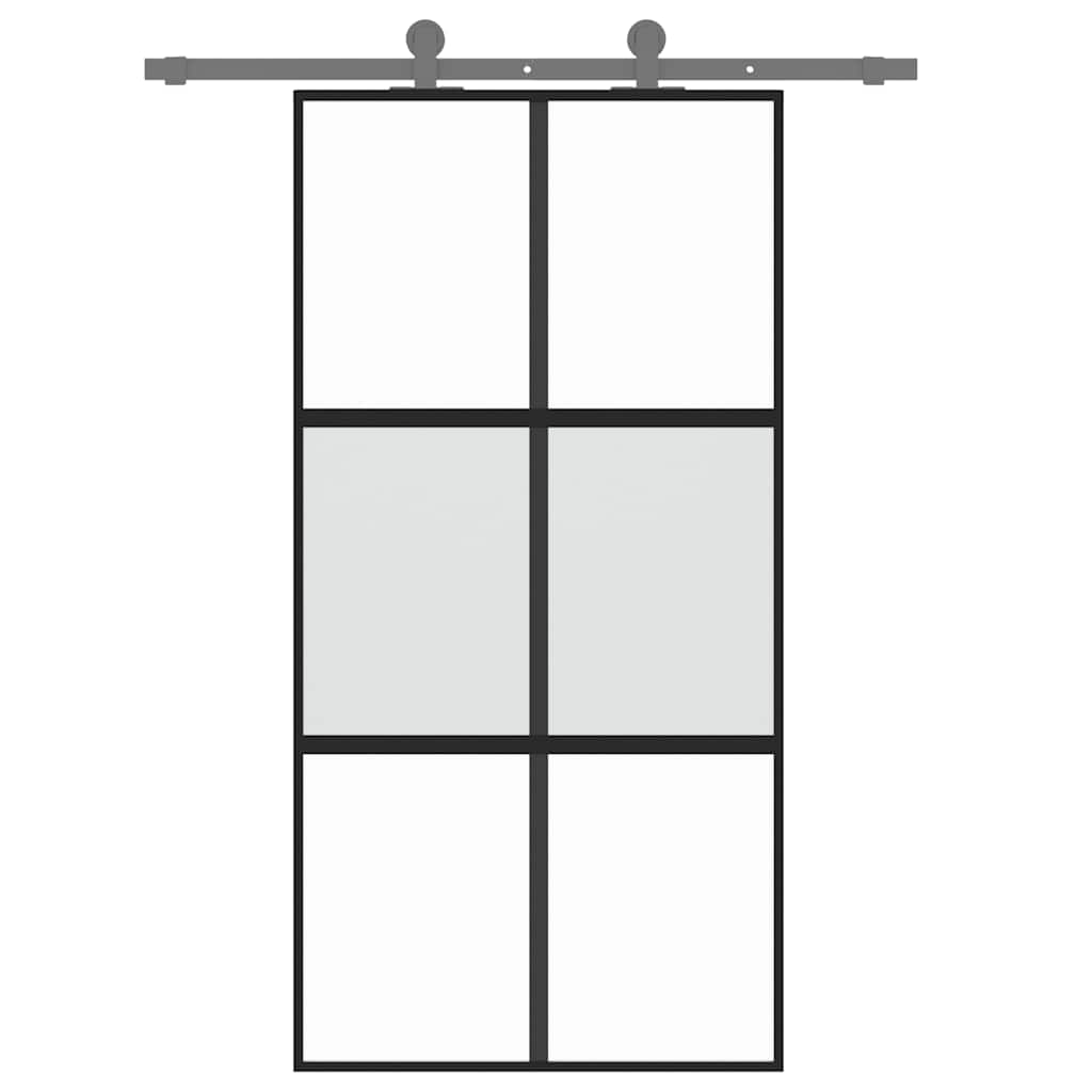 vidaXL Schuifdeur 102,5x205 cm gehard glas en aluminium zwart