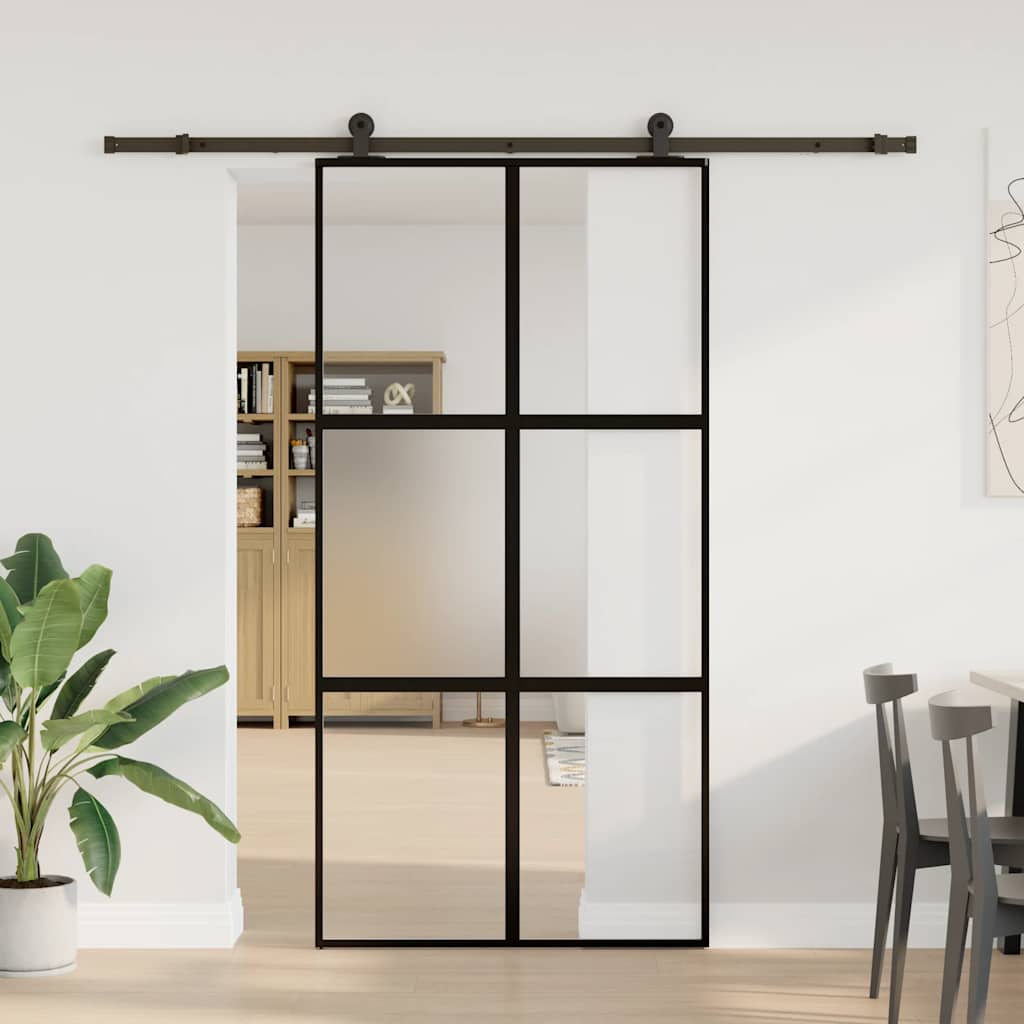 vidaXL Schuifdeur met beslag 102,5x205 cm gehard glas en aluminium