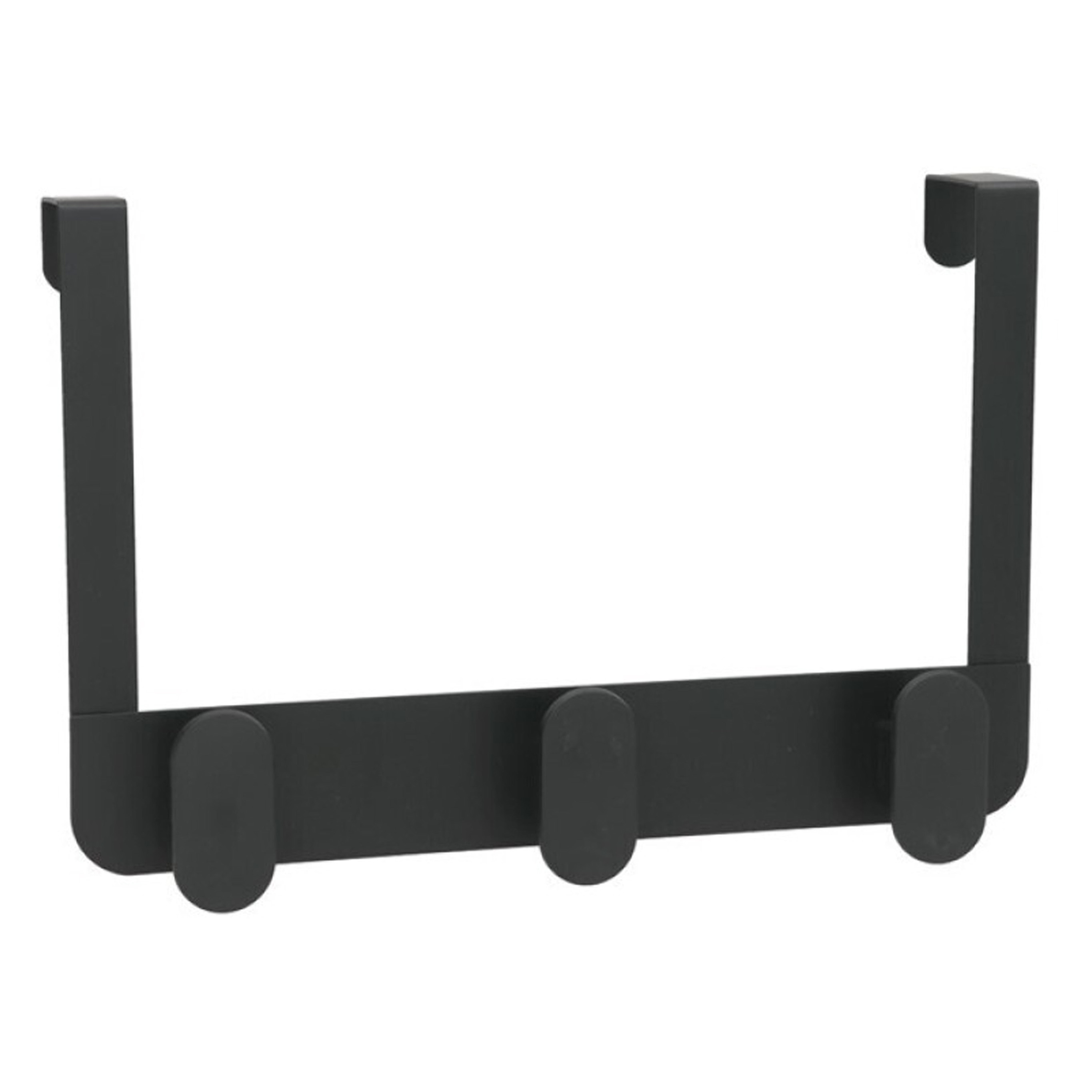 Gerimport Deurkapstok - 3 ophang haken - zwart - metaal - ruimtebesparend -