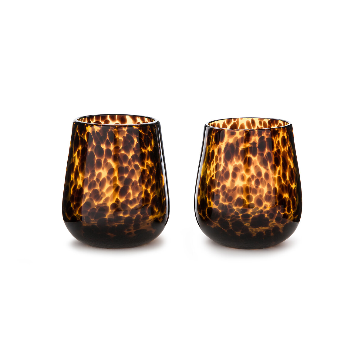 LA REDOUTE INTERIEURS Set van 2 kaarshouders in amberkleurig glas, Fauvita