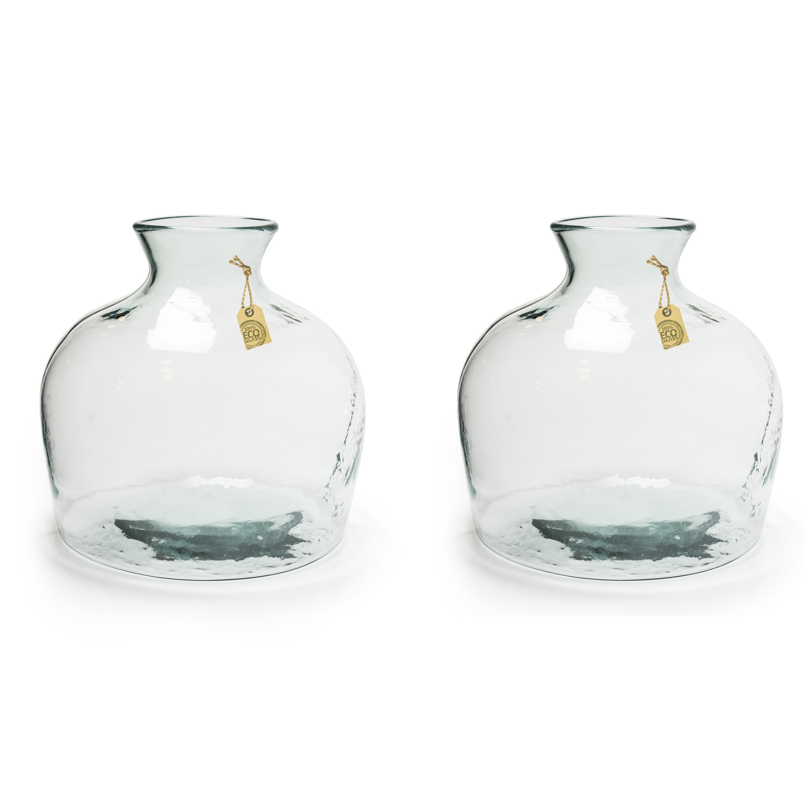 Merkloos Eco terrarium Vaas - 2x - transparant - glas - 35 x cm - vazen -