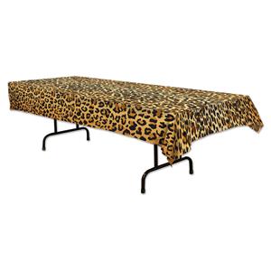 Merkloos Tafellaken/tafelkleed luipaard - 137 x 274 cm - kunststof - Jungle -