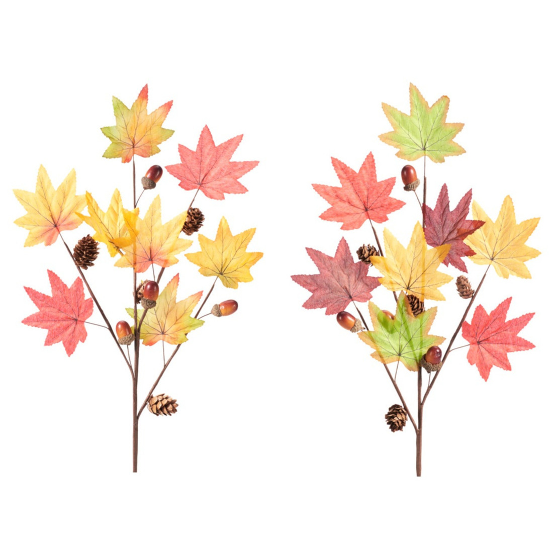 Home & Styling Kunst herfsttak decoratie - 5x - 60 cm - losse steel met Esdoorn bladeren -