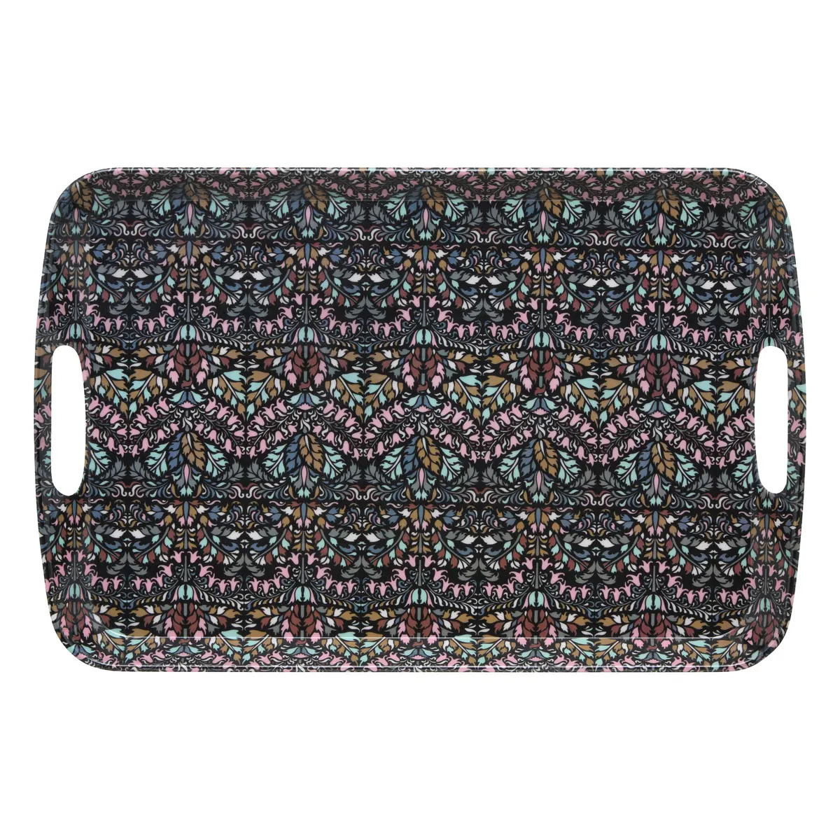 5five Design dienblad van melamine - 47 x 30 x 2 cm - flowers print antraciet -