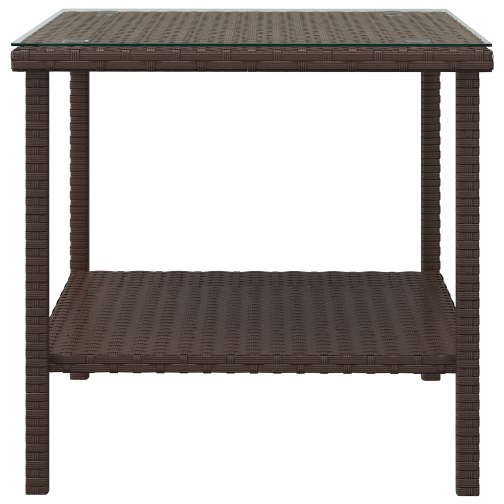 vidaXL Bijzettafel 45x45x45 cm poly rattan en gehard glas bruin