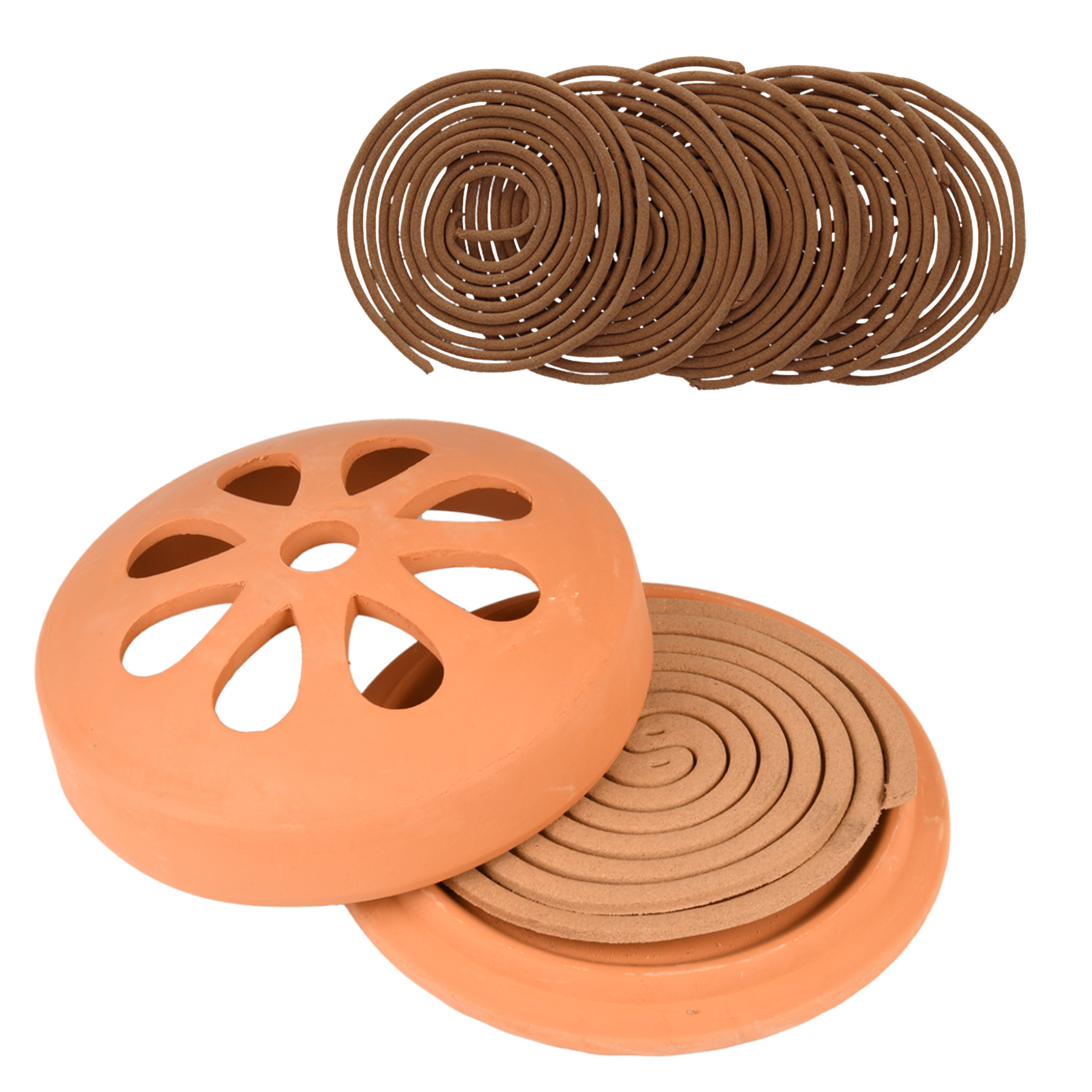 Esschert Design Citronella set - Terracotta houder - 20x navul spiralen - muggen werend -
