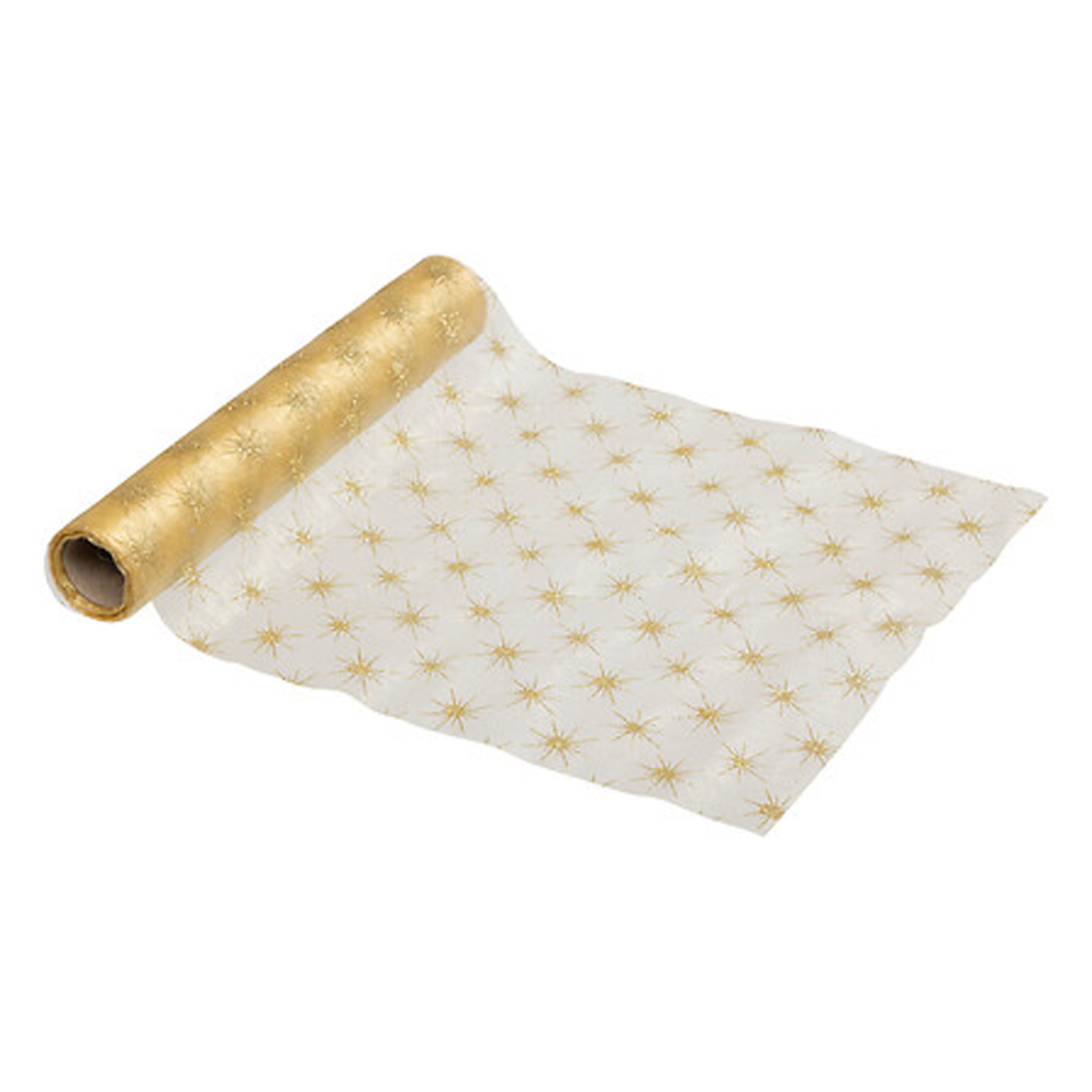 Feeric lights & Christmas Kerst stof/tafelloper - goud - 500 x 28 cm - polyester - tafelversiering - kerstdiner -