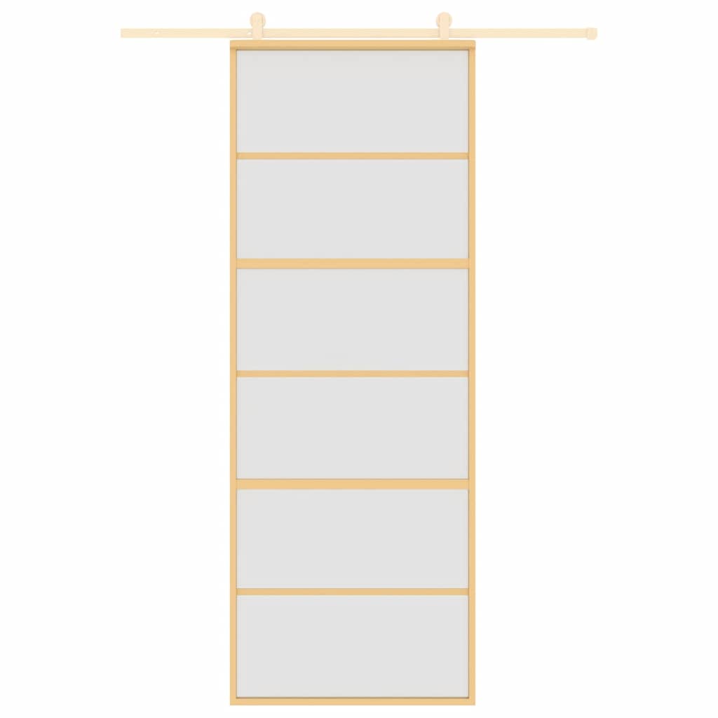 vidaXL Schuifdeur 76x205 cm mat ESG-glas en aluminium goudkleurig