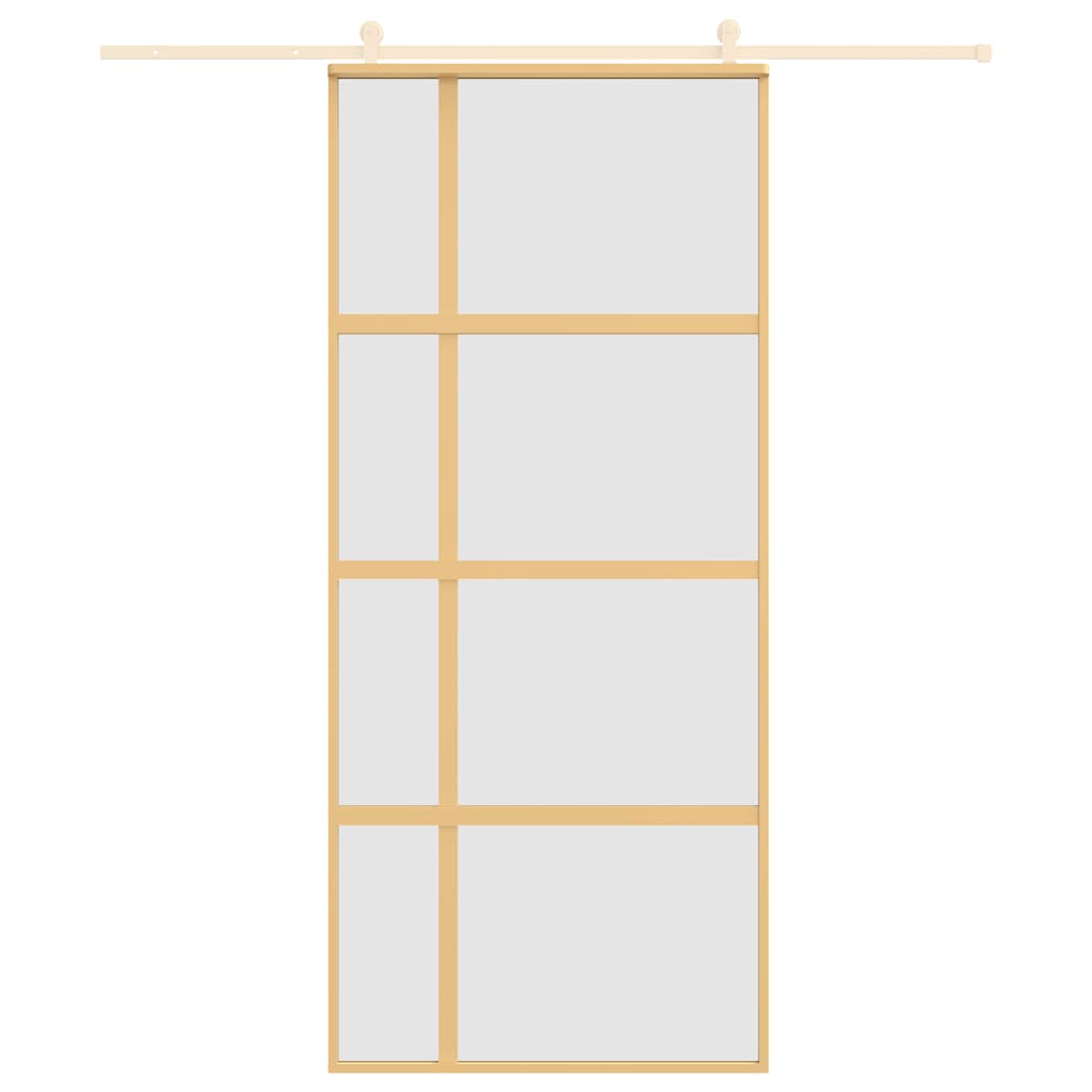 vidaXL Schuifdeur 90x205 cm mat ESG-glas en aluminium goudkleurig