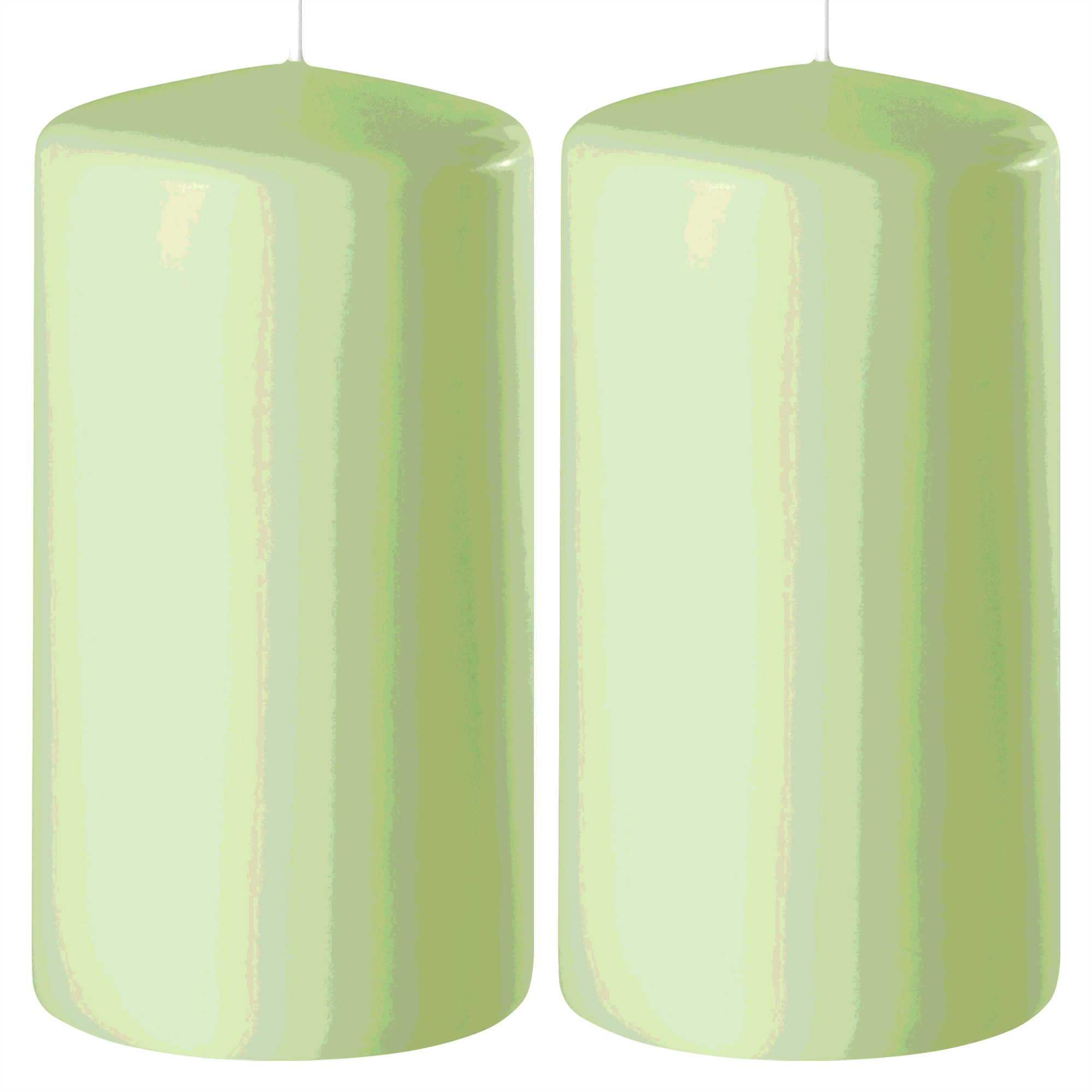 Enlightening Candles Cilinder/stompkaars - 2x - lichtgroen - D6 x H10 cm - branduur -