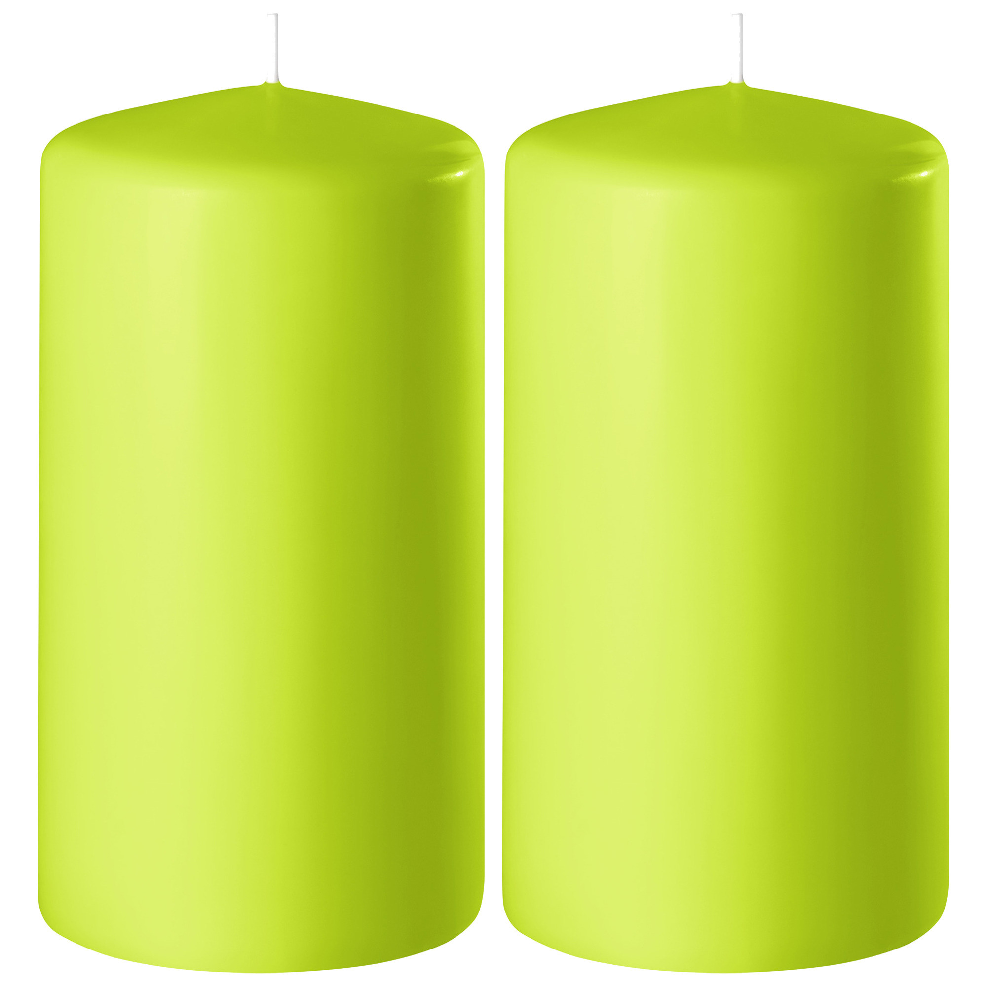 Enlightening Candles Cilinder - 2x - stompkaars - limegroen - D6 x H15 cm - branduur -