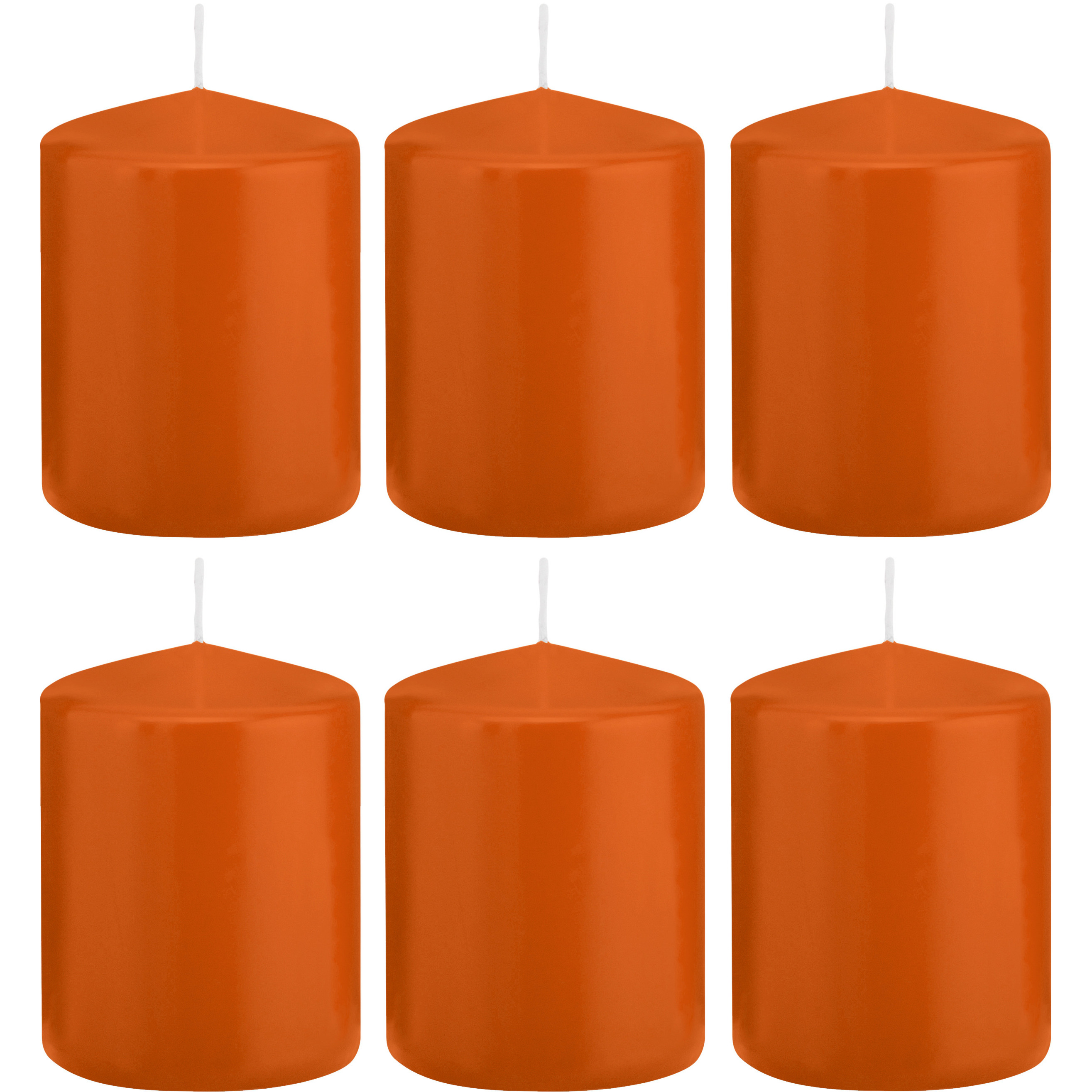 Trend Candles cilinder kaarsen - 6x - stompkaarsen - oranje - 6 x 8 cm - 29 branduren -
