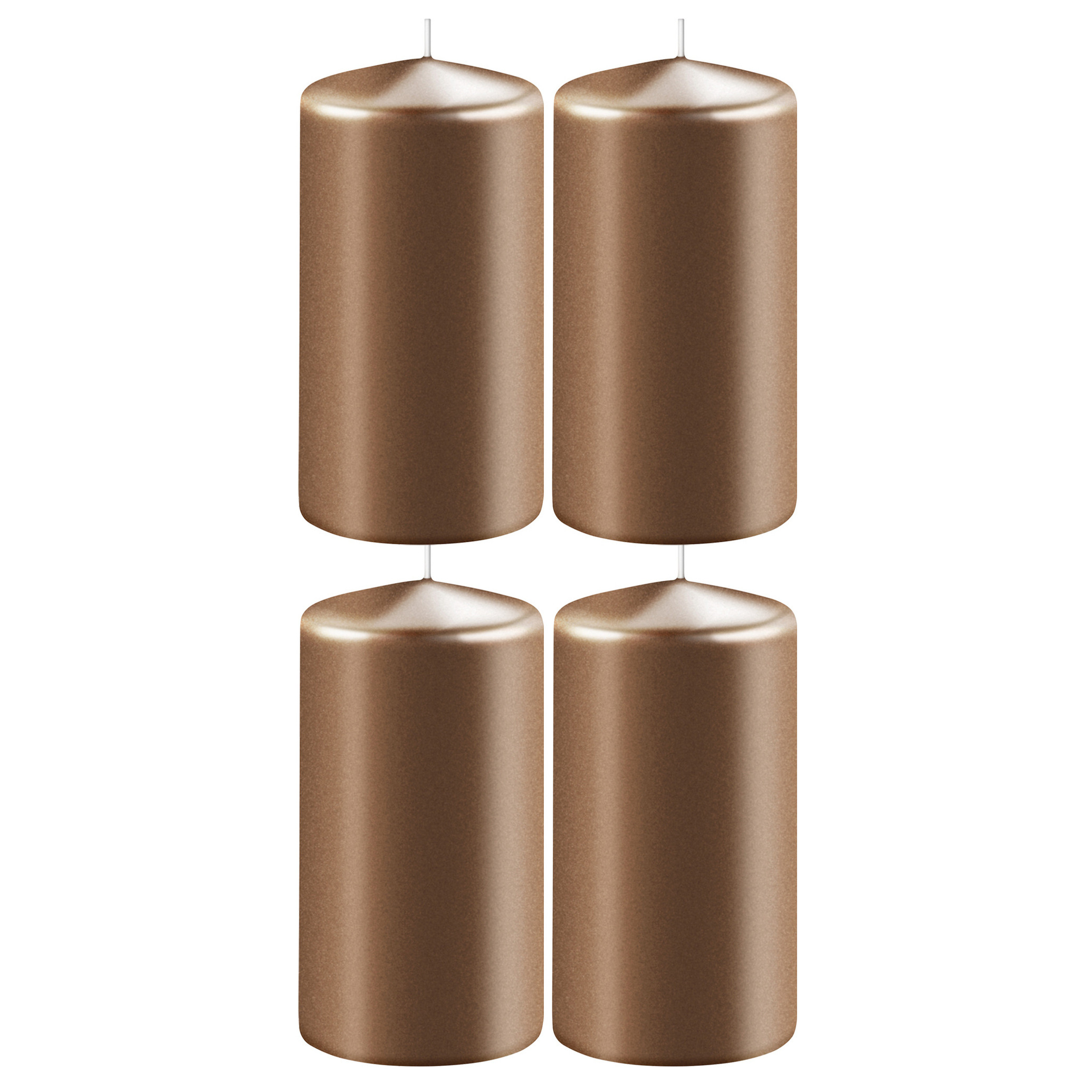 Enlightening Candles Cilinder/stompkaars - 4x - koper - D6 x H8 cm - 27 branduur -