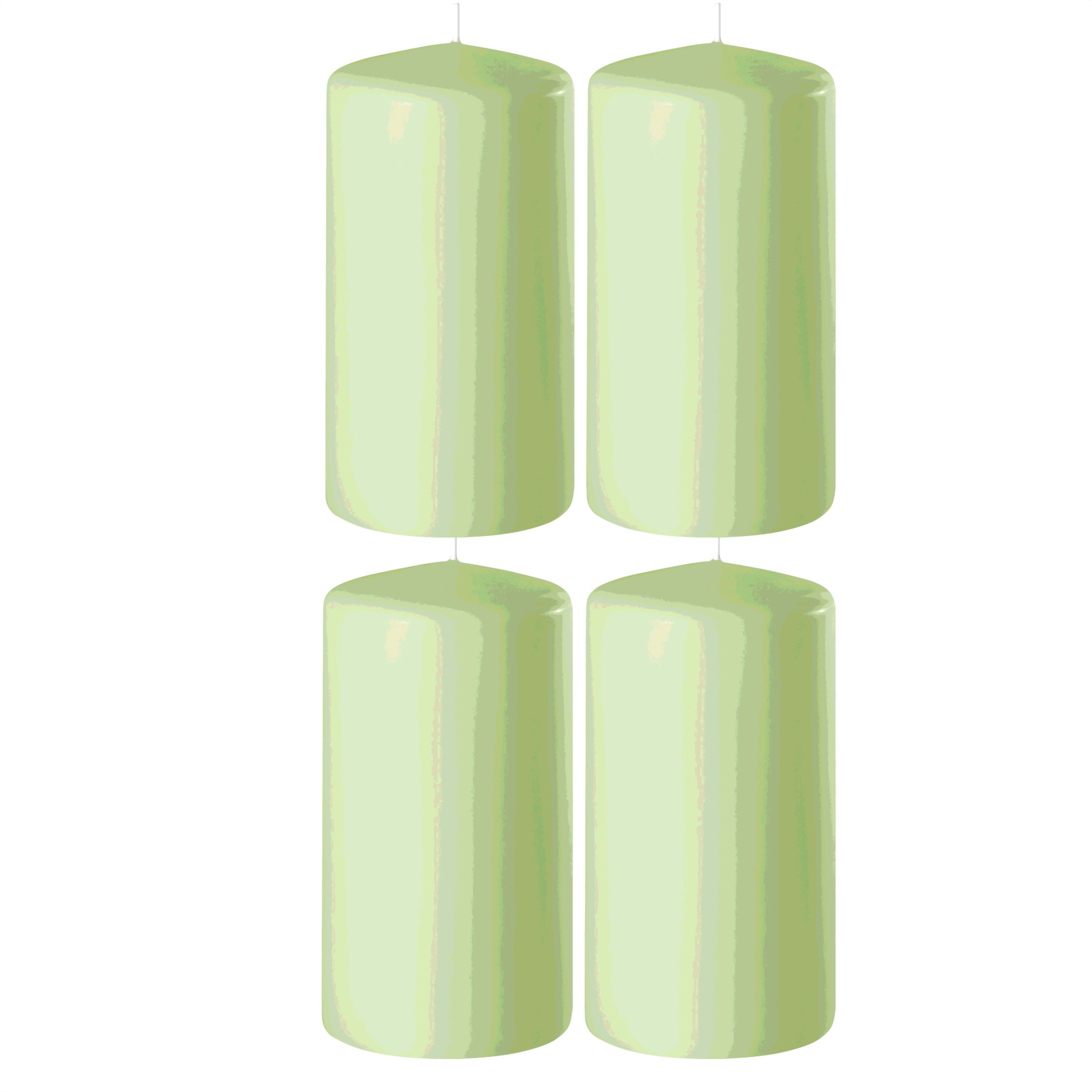 Enlightening Candles Cilinder/stompkaars - 4x - lichtgroen - D6 x H15 cm - branduur -