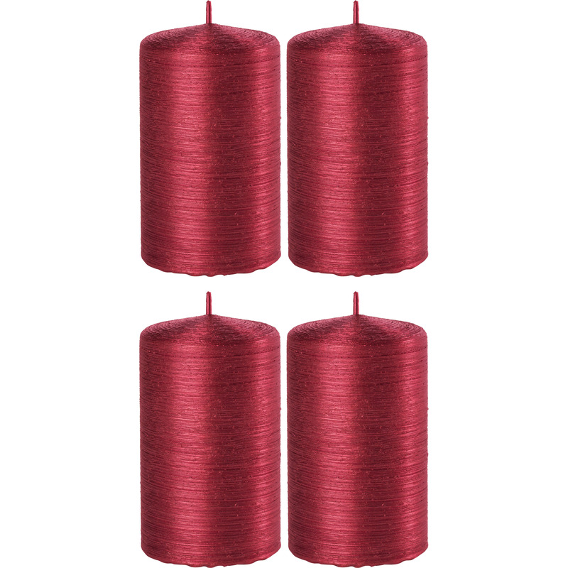 Enlightening Candles Cilinderkaars/stompkaars - 4x - rood - 6 x 10 cm - 25 branduren - sfeerkaarsen - kaarsen -