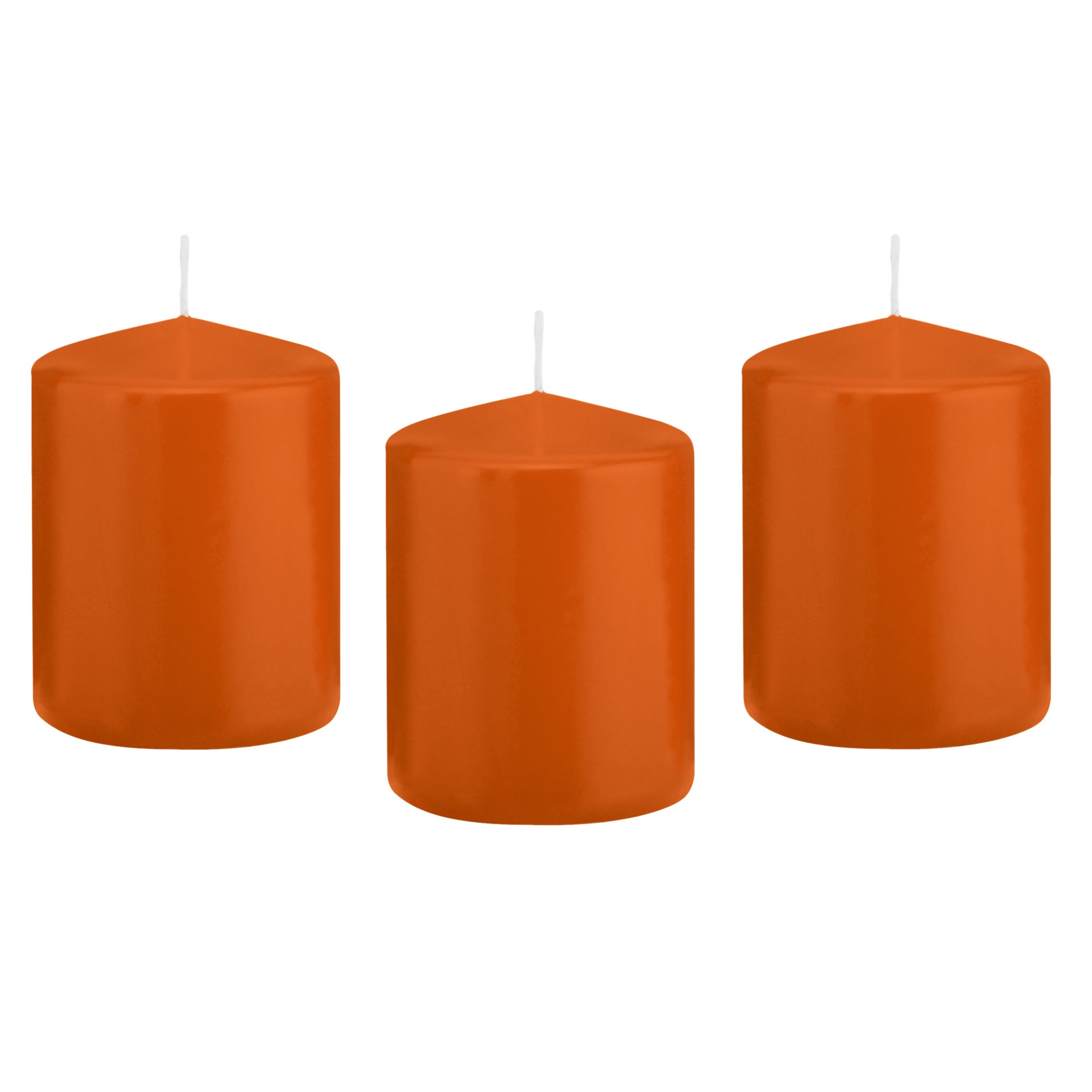 Trend Candles cilinder kaarsen - 8x - stompkaarsen - oranje - 6 x 8 cm - 29 branduren -