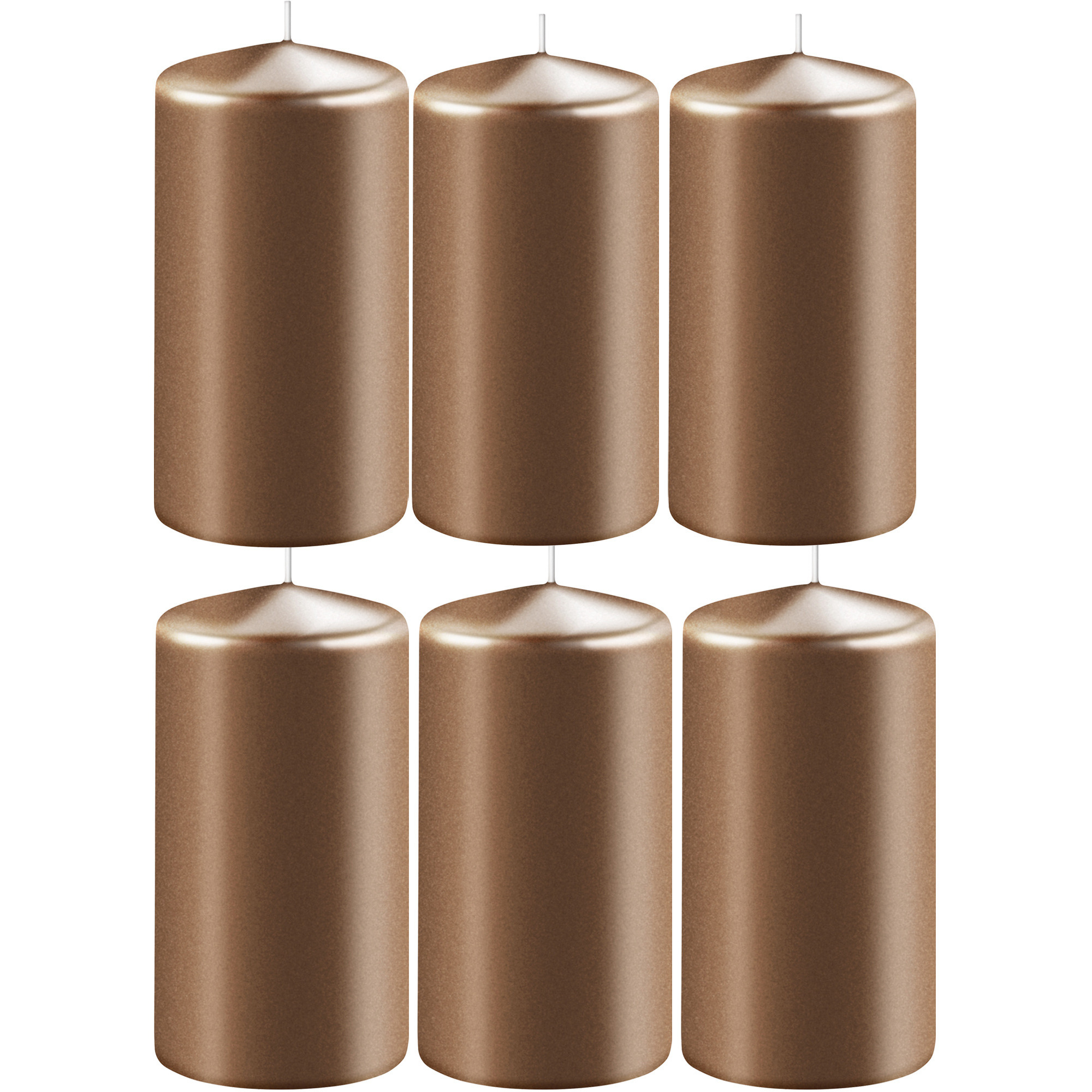 Enlightening Candles Cilinder/stompkaars - 6x - koper - D6 x H8 cm - 27 branduur -
