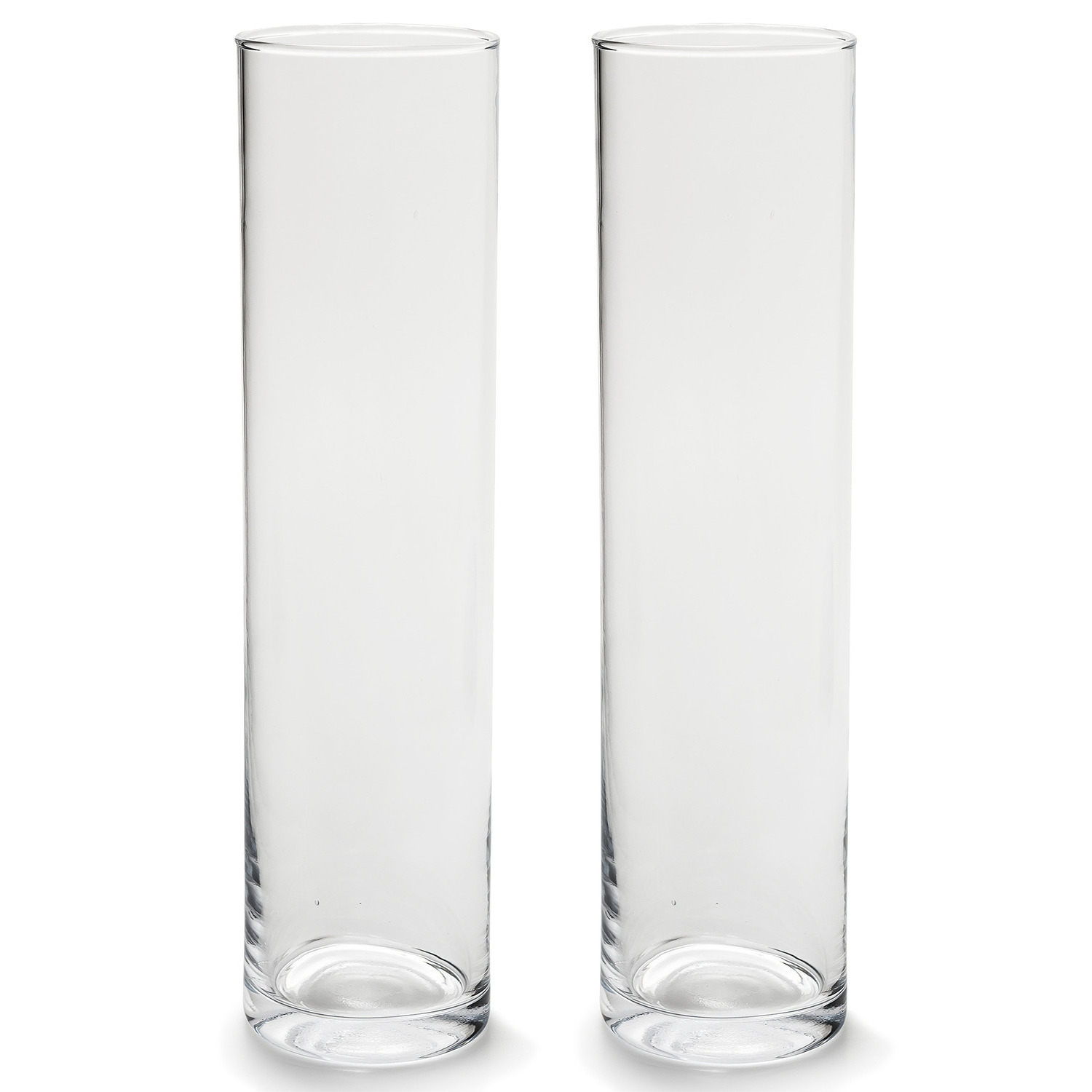 Merkloos Cilinder bloemenvaas Jodeco - Set van 2x stuks - transparant glas - D10 x H40 cm - boeket - losse bl -