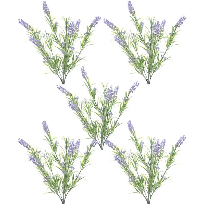 Shoppartners Lavendel kunstplant bundeltje - 5x - bosje - paars - cm -