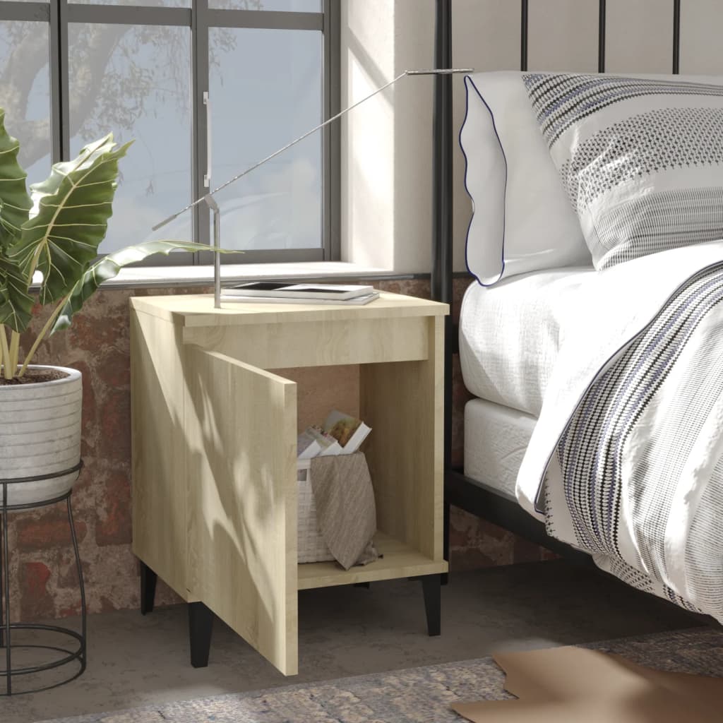vidaXL Nachtkastjes met metalen poten 40x30x50 cm sonoma eikenkleurig